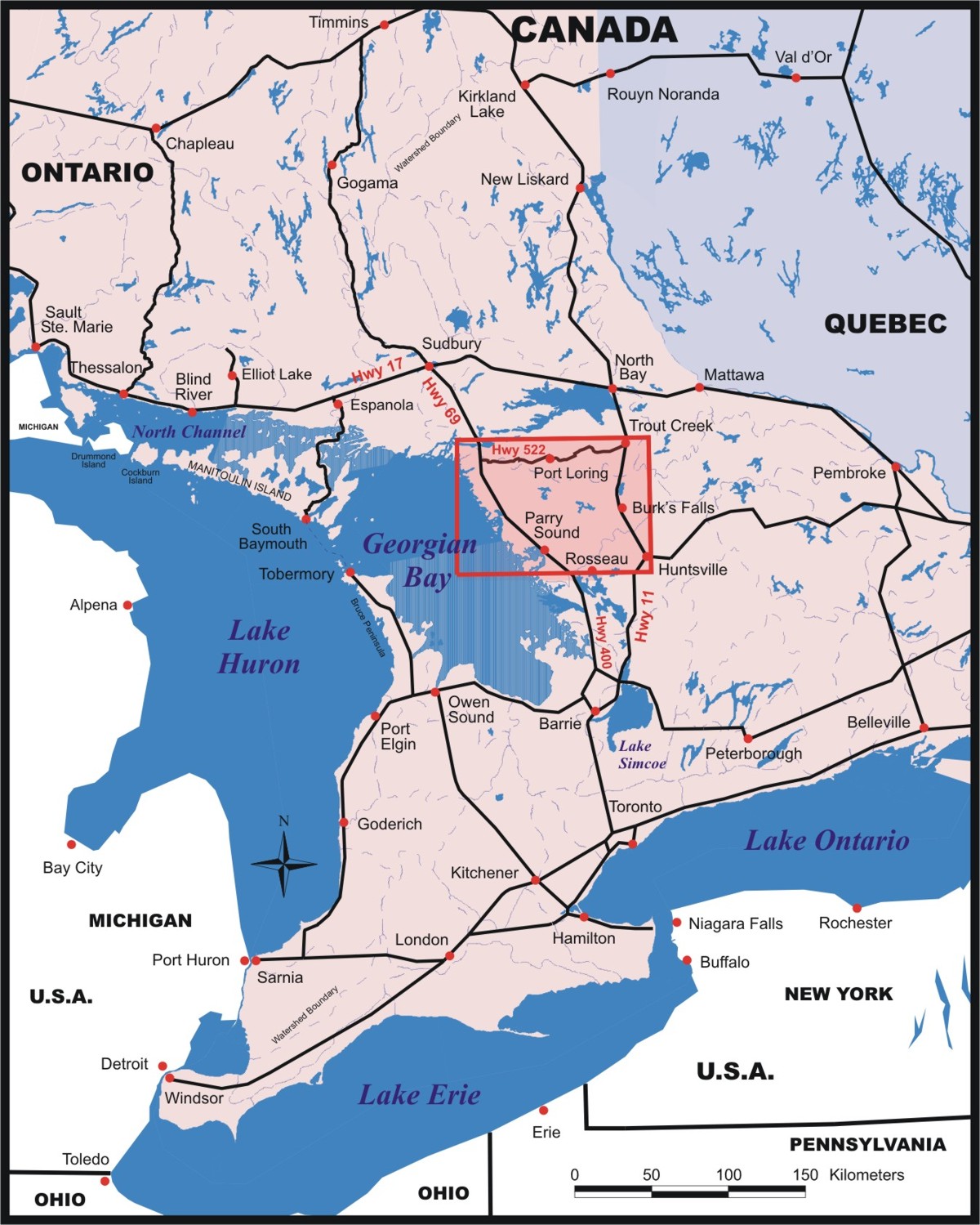 Map Of Parry Sound Area Map Details M6
